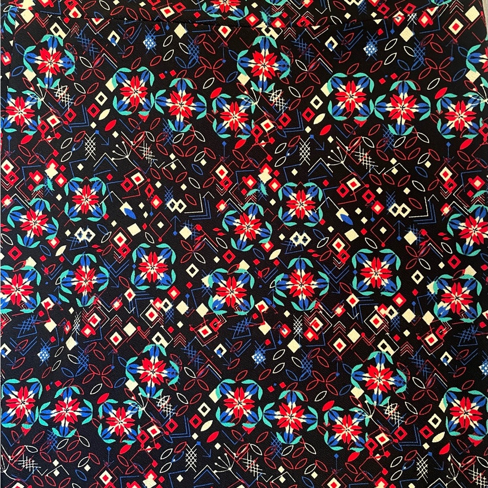 LuLaRoe Black and Red Geometric Floral Fabric